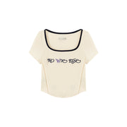 U-Neck Butterfly Cropped T-Shirt
